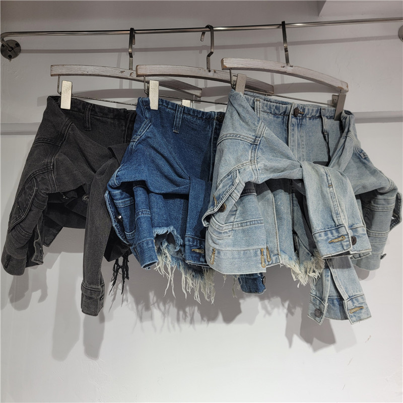 Streetwear Brand Pants - Shorts in denim da donna, jeans