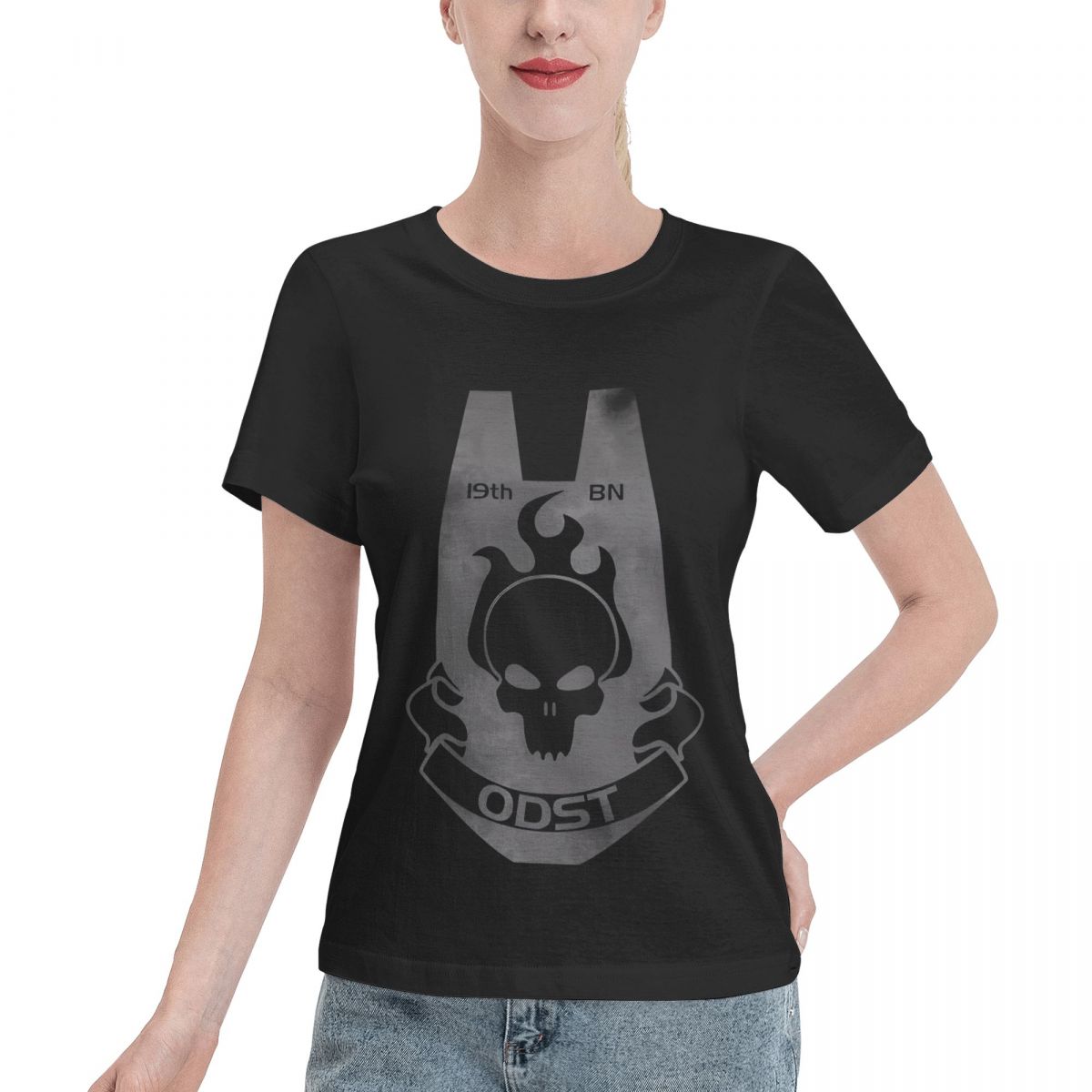 Gothic Streetwear Brand - T-shirt da donna con patch UNSC